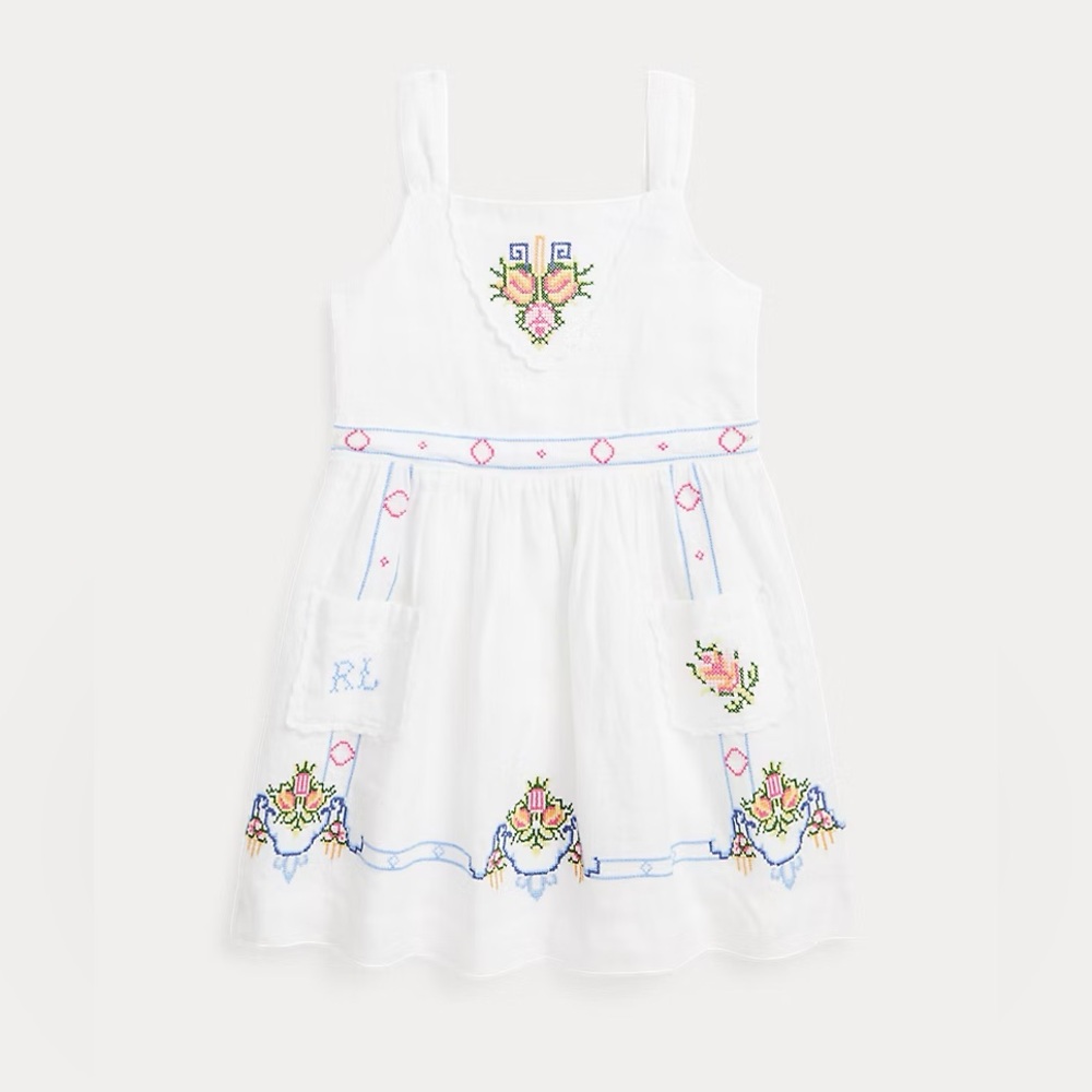 Ralph Lauren Floral Embroidered Linen Dress